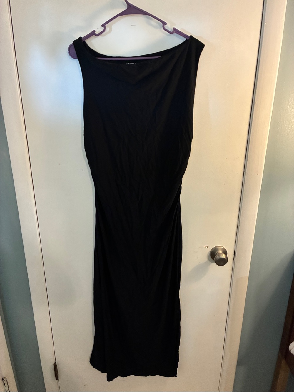 Black Jersey Draped Maxi Dress